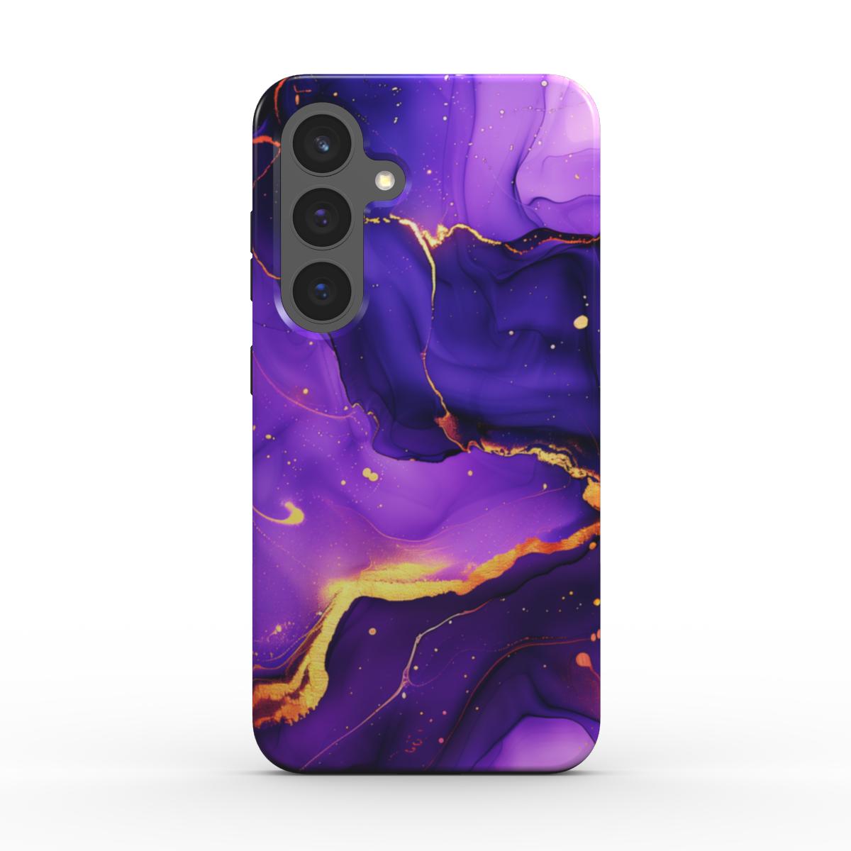 Rückansicht der lila Marmor Handyhülle, stoßfestes Design für iPhone, Samsung, Xiaomi, Pixel und mehr