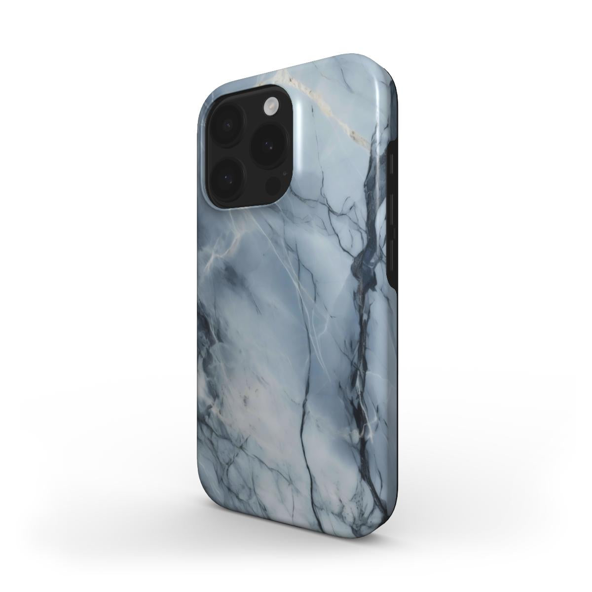 MagSafe Handyhülle in blau-grauem Marmor-Design für iPhone – stoßfester Rundumschutz