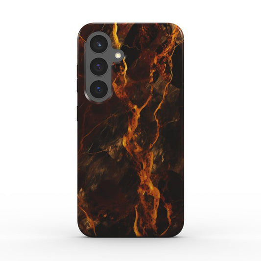 Rückseite der stoßfesten Handyhülle Glühender Marmor – Stylischer Schutz mit Lava-Muster