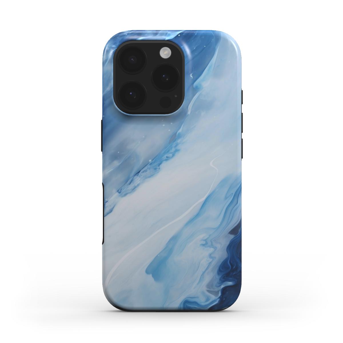 Blaue Marmor MagSafe-Hülle für iPhone – Rückseite mit kräftigem Farbverlauf