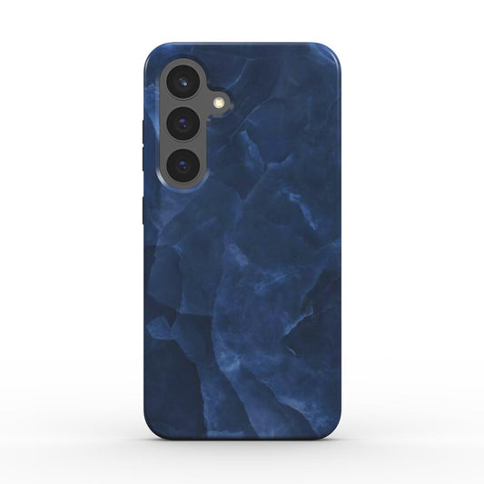 Rückseite der Dual-Layer Handyhülle in edlem Blau-Marmor-Look