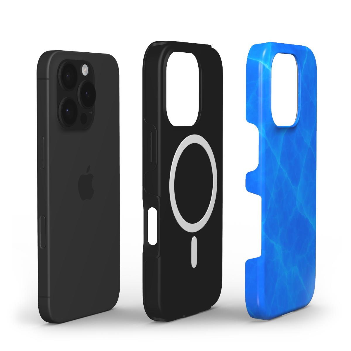 MagSafe Hülle Kristall Blau – Einzelteile mit Magnetring und Design
