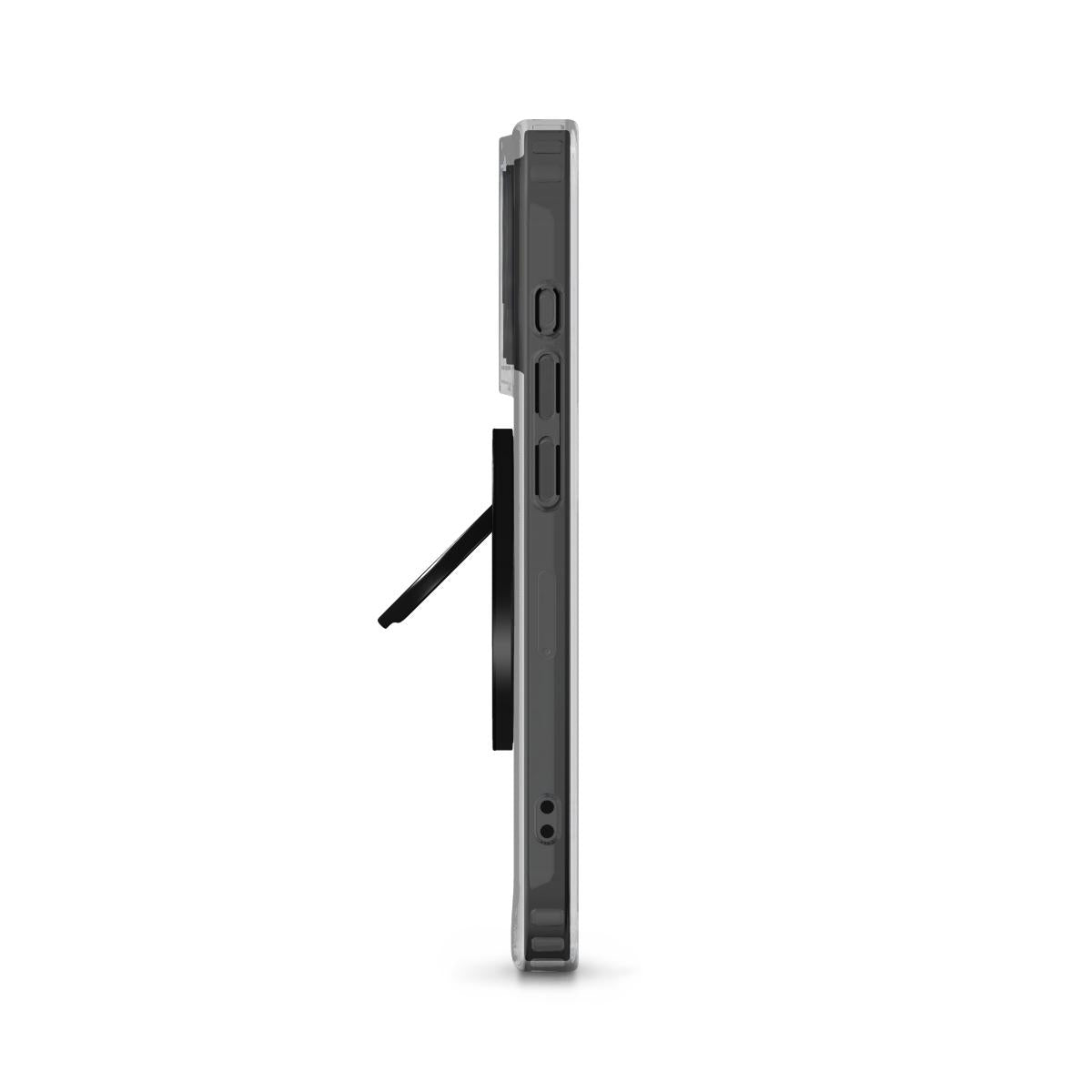 Einzelansicht des magnetischen Ringhalters in grauem Marmor-Design auf weißem Hintergrund, Ring geschlossen.