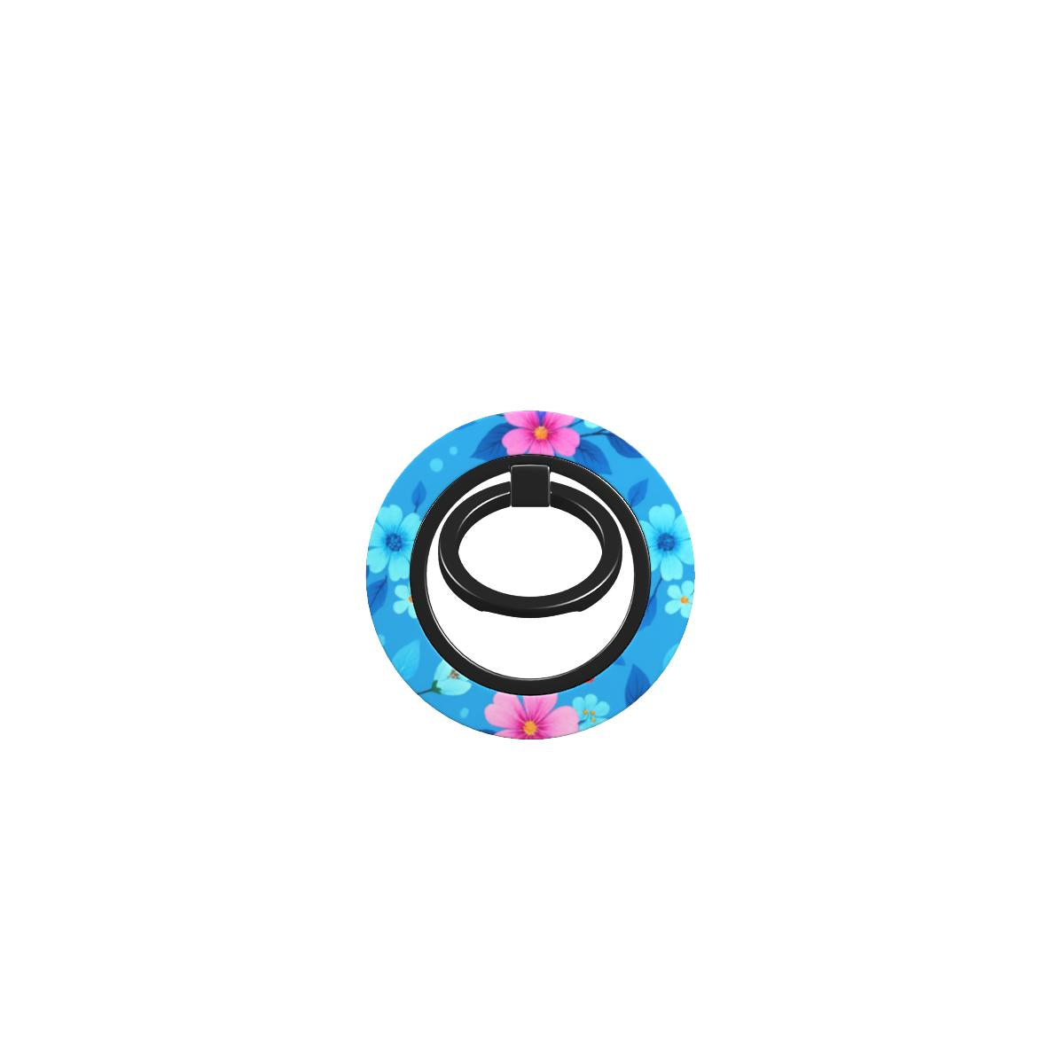 Magnetischer Ringhalter mit floralem Design in Blau und Pink – Produktansicht von oben