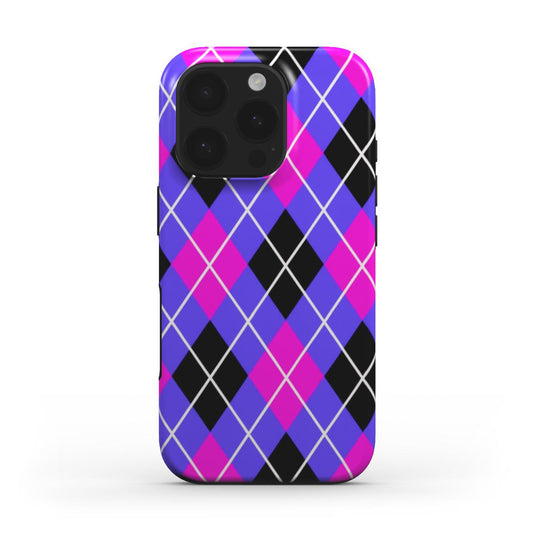 MagSafe Tough Handyhülle – Argyle Pink Lila Schwarz