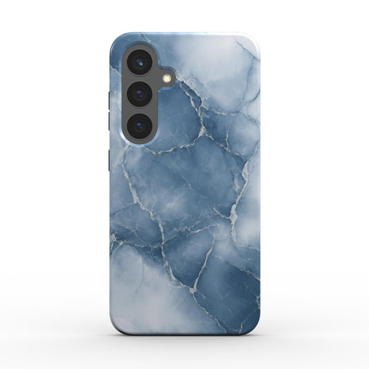 Arctic Blue Marmor Handyhülle – Rückseite in Blau mit feinen Marmoradern