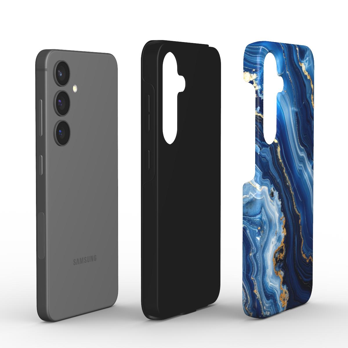 Explosionsansicht Tough Case – TPU Innenschicht und PC Außenschale im Marmor-Design „Azure Rift“