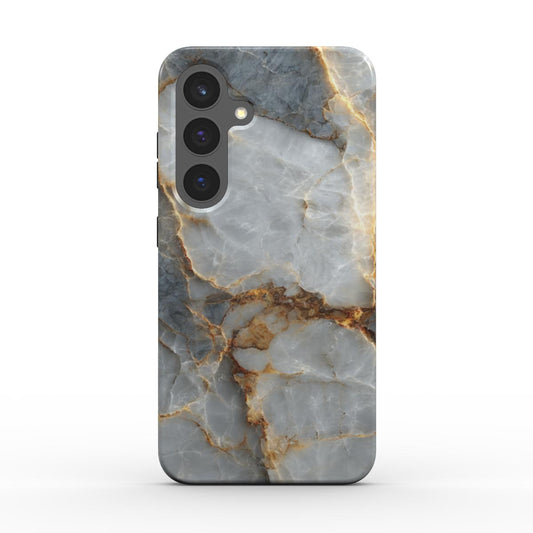 Silver Ember Handyhülle – elegantes Marmor-Design mit goldenen Linien, Rückansicht