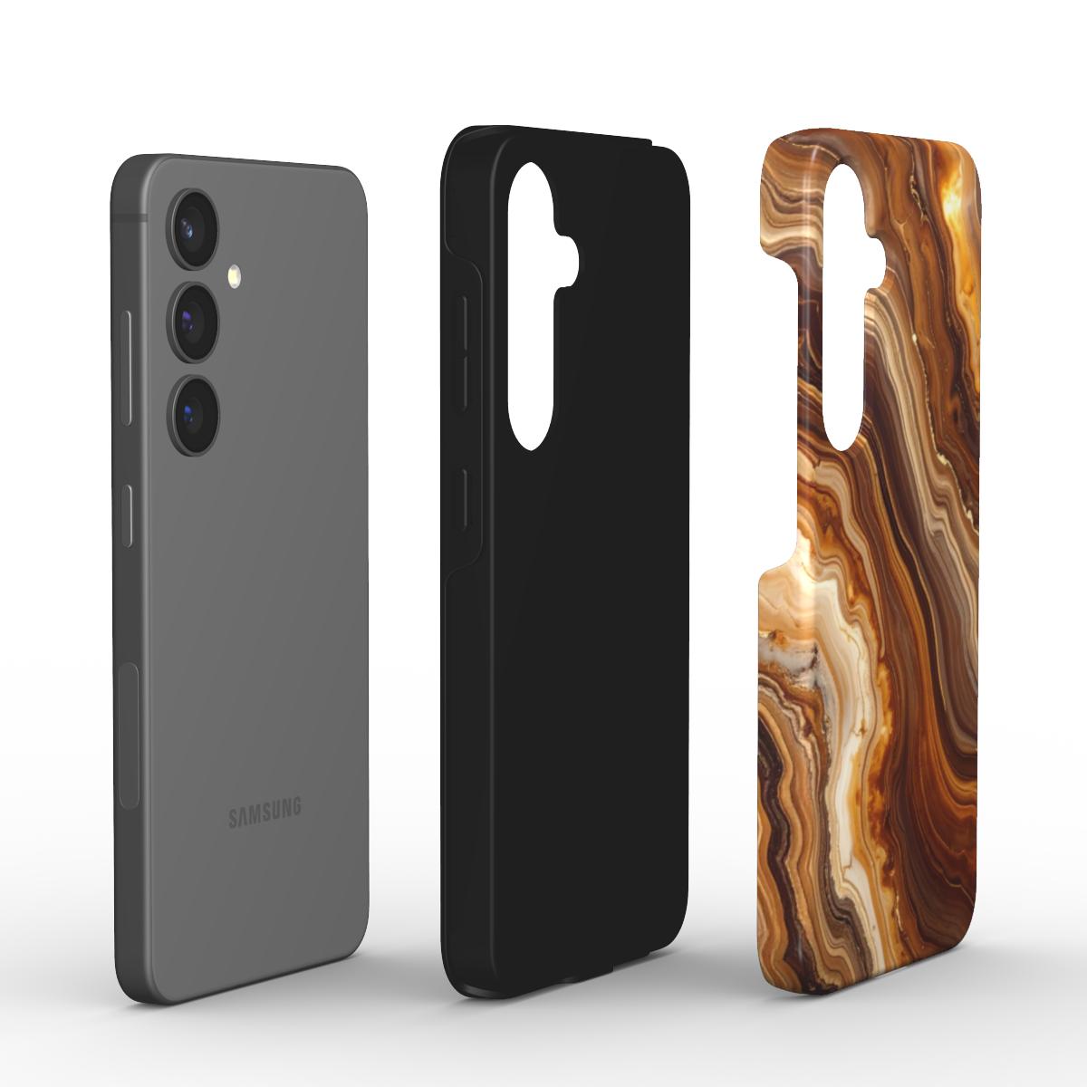 Amber Flow Tough Case – Explosionsansicht mit Innen- und Außenschale