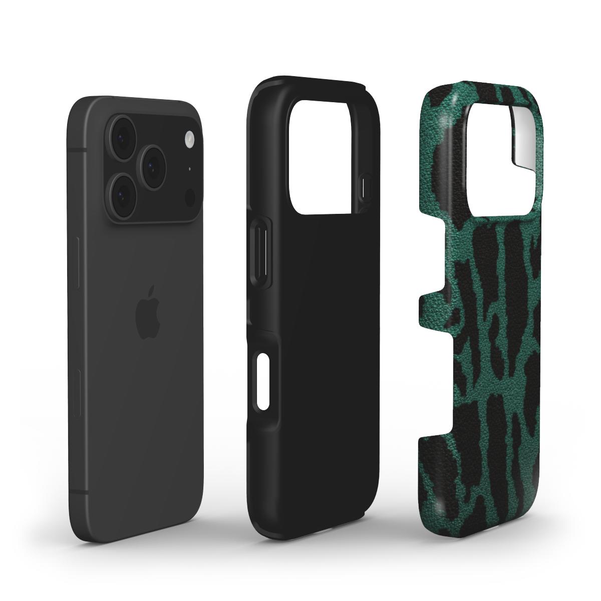 Zweischichtiger Dual-Layer Aufbau des Tough Cases im Leopardenmuster Grün
