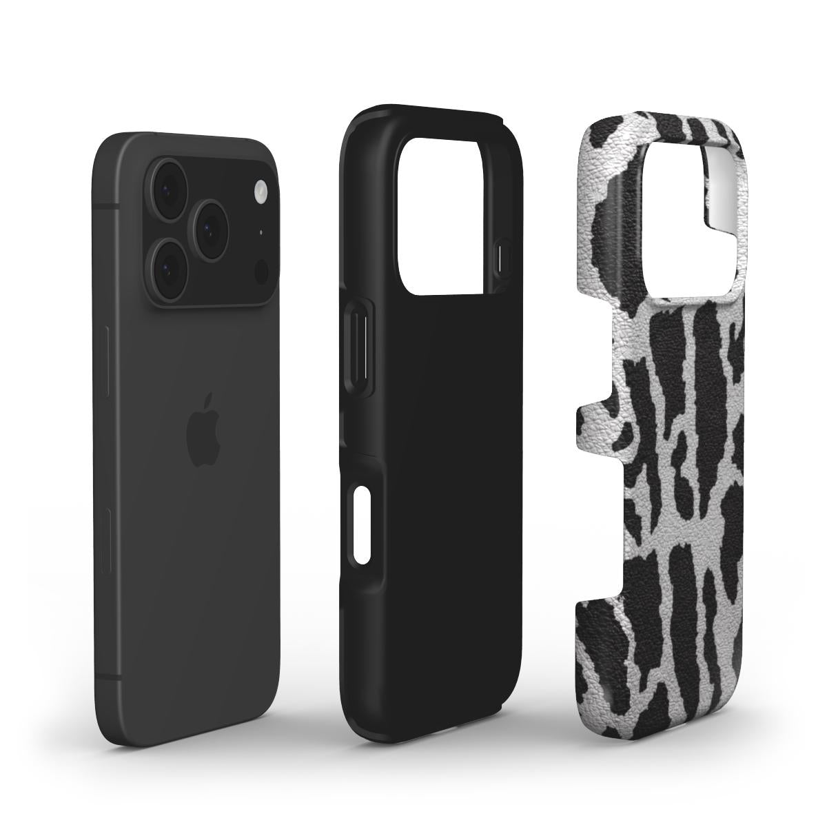 Zweischichtiger Dual-Layer Aufbau des Tough Cases im Leopardenmuster Silber