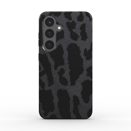 Rückseite der magnetischen Handyhülle Leopard Print Grau glänzend