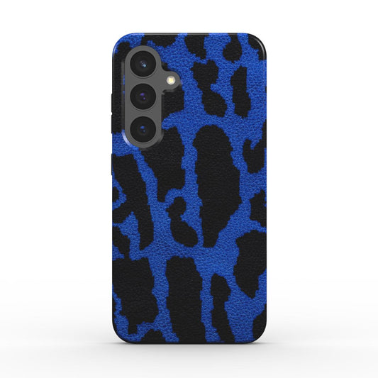Rückseite der magnetischen Handyhülle Leopard Print Blau glänzend