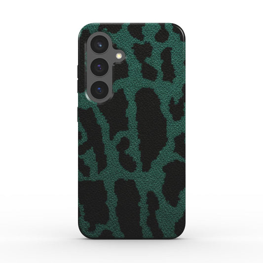 Rückseite der magnetischen Handyhülle Leopard Print Grün glänzend