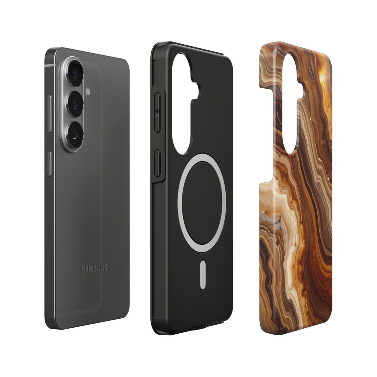 Stoßfeste Dual-Layer Handyhülle Seitenprofil Amber Flow Marmor-Design