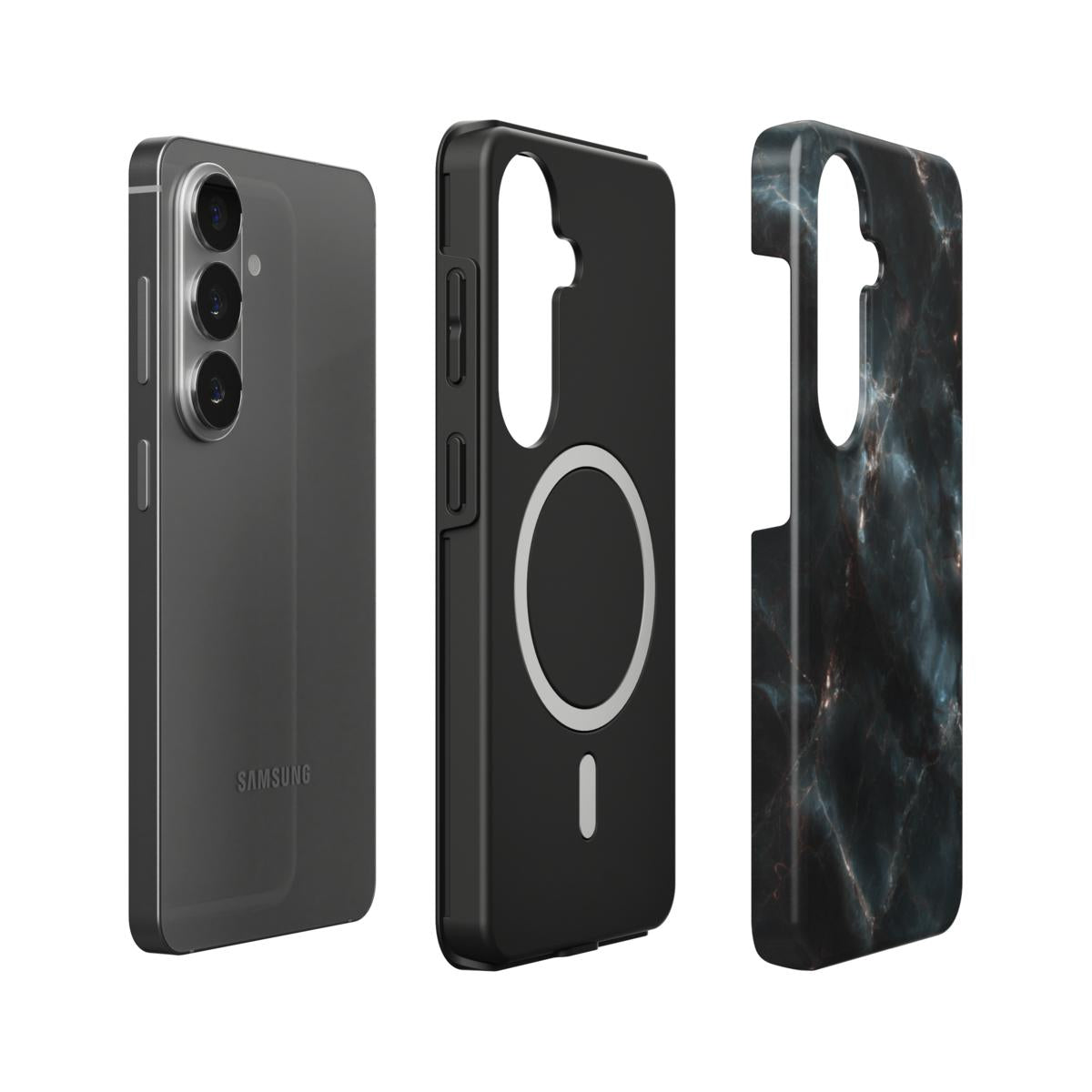 Stoßfeste Dual-Layer Handyhülle Seitenprofil Midnight Surge Marmor-Design
