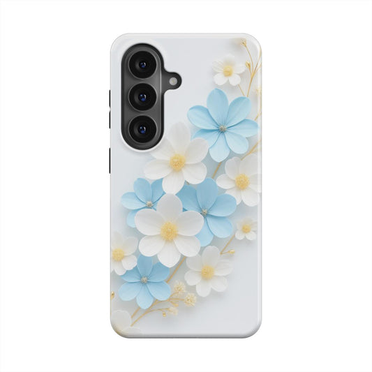 MagSafe Ringe Detailansicht Blumen Weiß-Blau Handyhülle