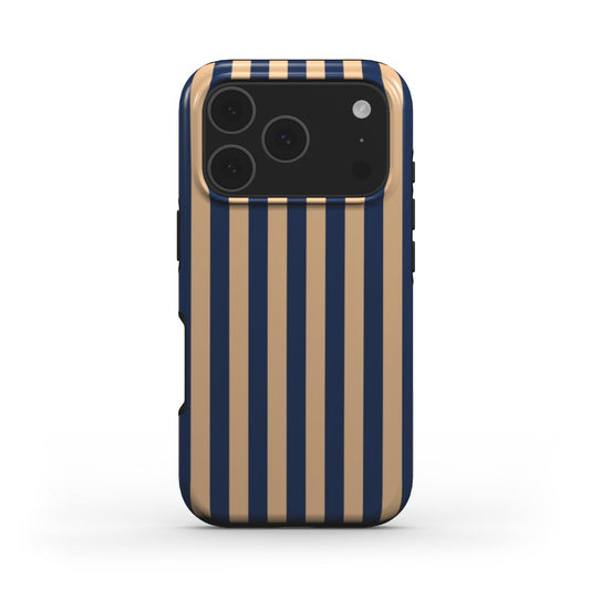 Rückansicht der stossfesten Handyhülle Nachtblau mit Streifenmuster