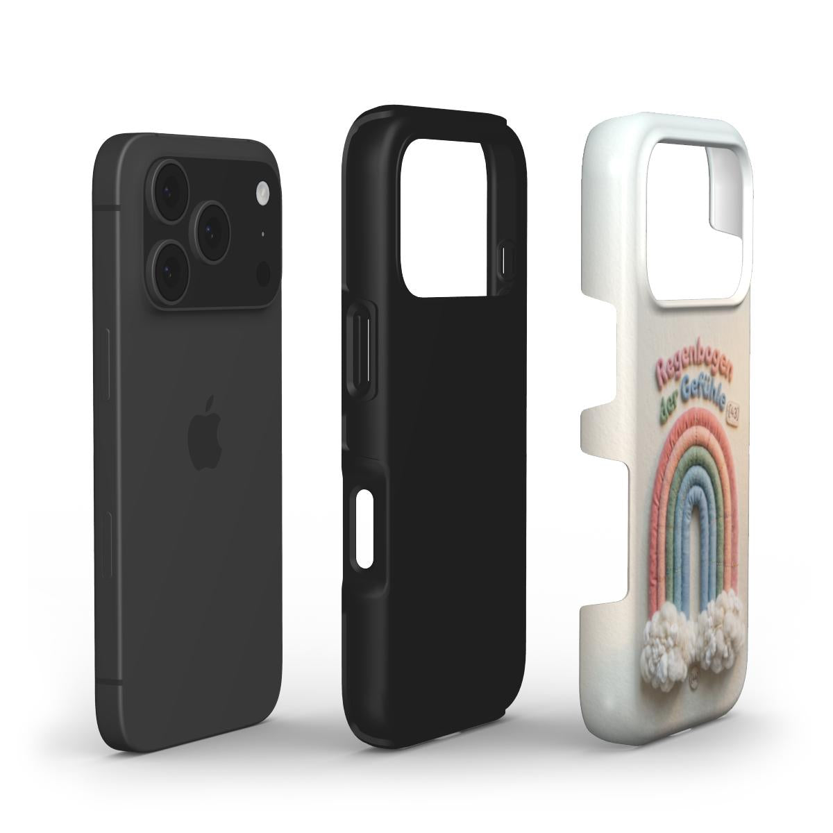 Stoßfeste Handyhülle im 3D Filz-Look – Design: „Regenbogen der Gefühle“ (Farbenfrohes)