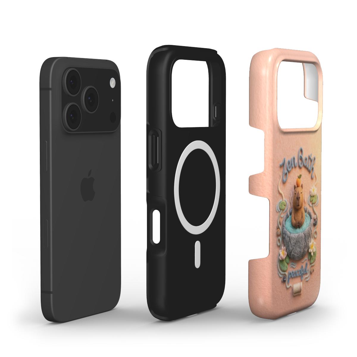 Seitenansicht und Innenansicht der iPhone Hülle zeigt den MagSafe Magnetring und das schützende Gehäuse