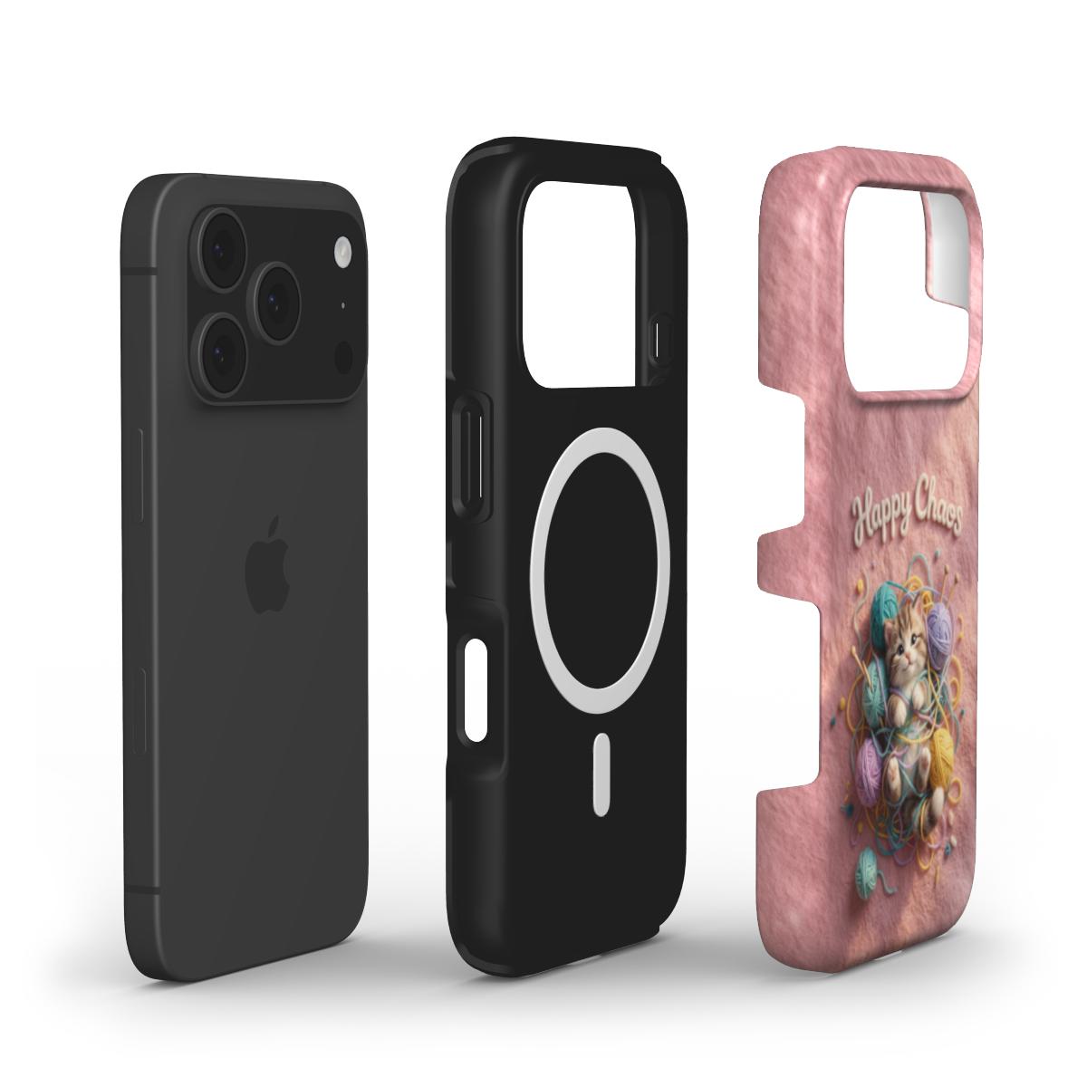 Dreiteilige Ansicht der MagSafe Handyhülle zeigt das Design, den Magnetring und das schützende Innenfutter