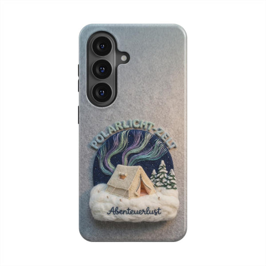 Detailansicht der magnetischen Handyhülle mit Abenteuerlust Motiv Abenteuerliches Design