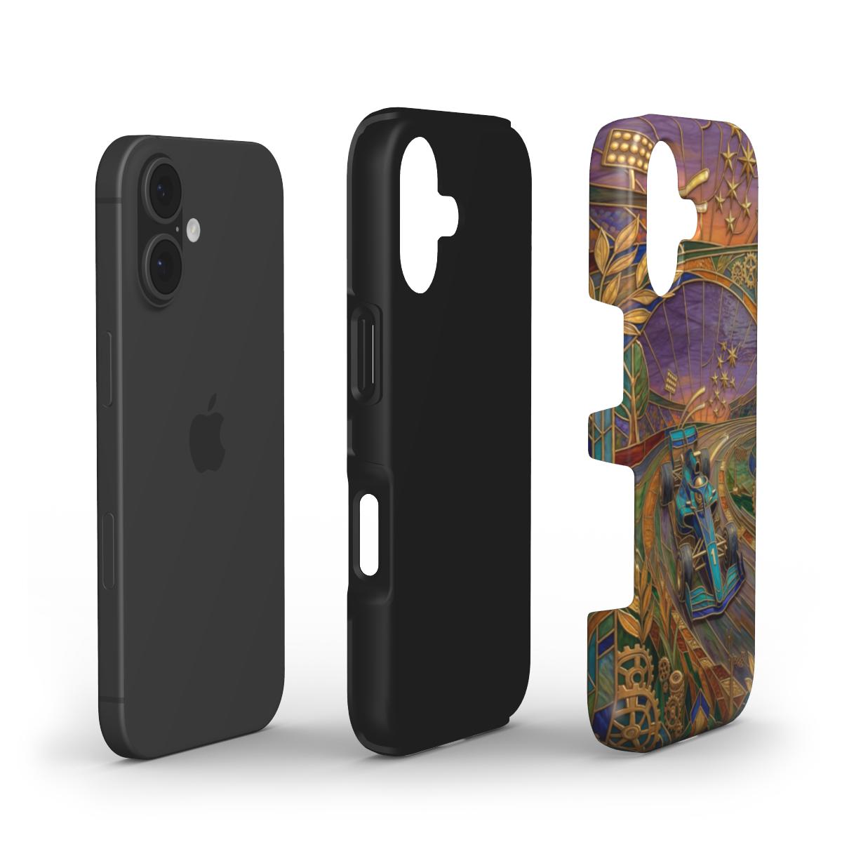 Stoßfeste Handyhülle Goldener Formel 1 – Lumina Mosaik Edition – Dual Layer Aufbau – TPU Kern und Polycarbonat Außenschale