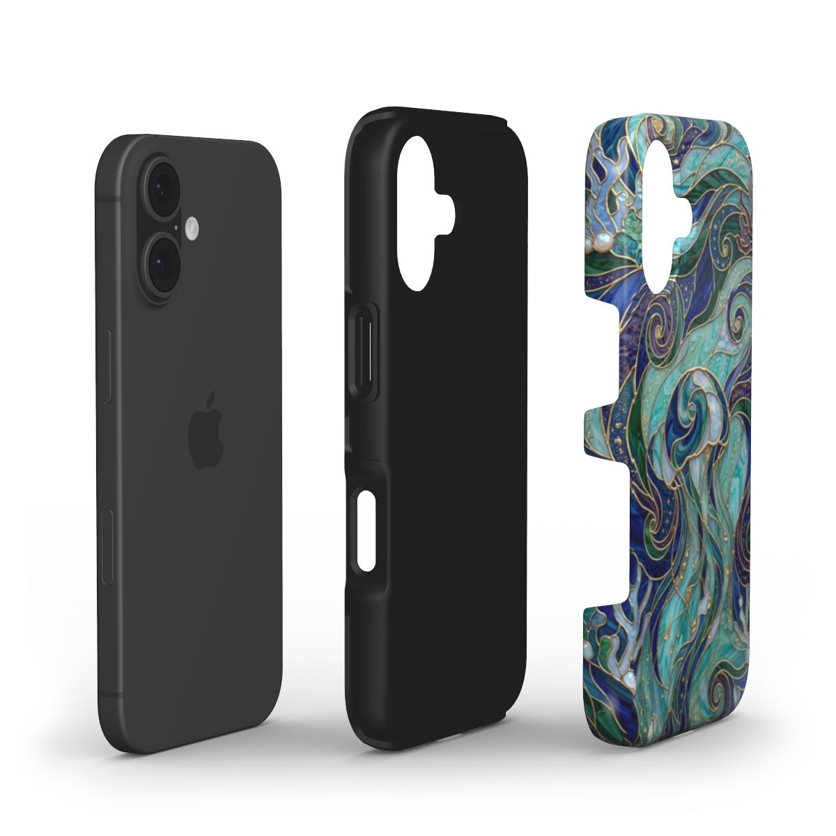 Stoßfeste Handyhülle Qualle Tiefsee – Lumina Mosaik Edition – Dual Layer Aufbau – TPU Kern und Polycarbonat Außenschale