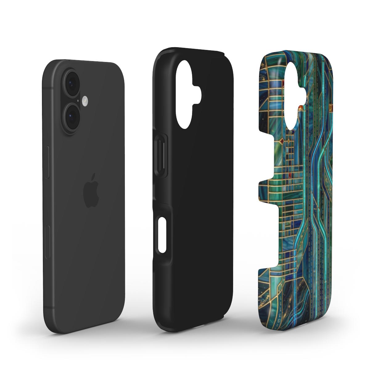 Stoßfeste Handyhülle Neon Matrix – Lumina Mosaik Edition – Dual Layer Aufbau – TPU Kern und Polycarbonat Außenschale