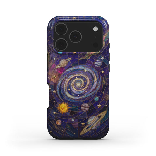 MagSafe Handyhülle Galaxie Universum – Lumina Mosaik Edition – Frontansicht auf iPhone – Glasmosaik Design