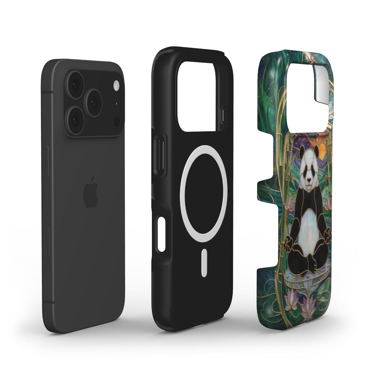 MagSafe Handyhülle Zen Panda Lotus – Lumina Mosaik Edition – MagSafe Magnetring Aufbau – Dual Layer Konstruktion