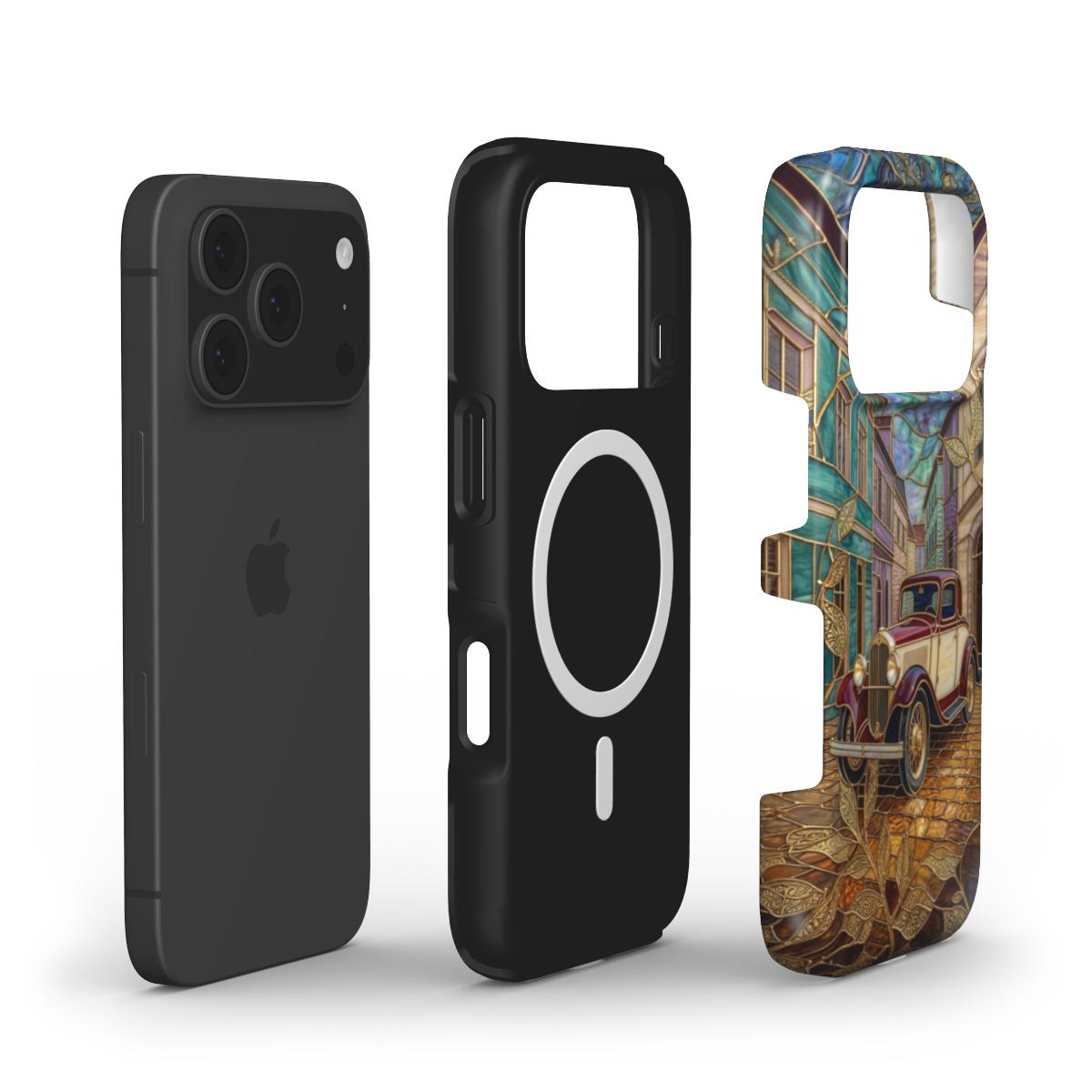 MagSafe Handyhülle Vintage Oldtimer – Lumina Mosaik Edition – MagSafe Magnetring Aufbau – Dual Layer Konstruktion