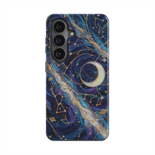Magnetische Handyhülle Sternenhimmel Nacht – Lumina Mosaik Edition – Frontansicht auf Samsung Galaxy – Glasmosaik Design