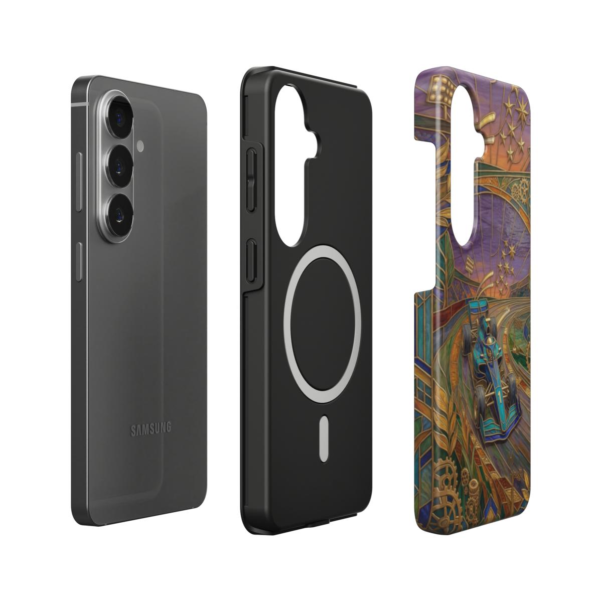 Magnetische Handyhülle Goldener Formel 1 – Lumina Mosaik Edition – Magnetring Aufbau Samsung – Qi Laden kompatibel