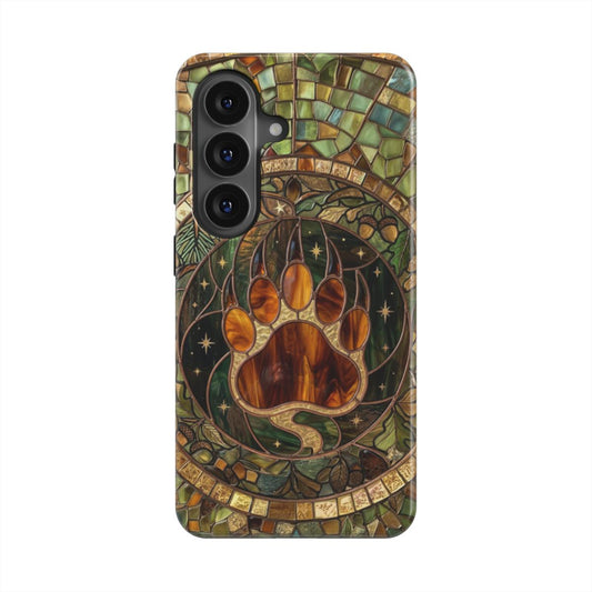 Magnetische Handyhülle Bärenpfote Wald – Lumina Mosaik Edition – Frontansicht auf Samsung Galaxy – Glasmosaik Design