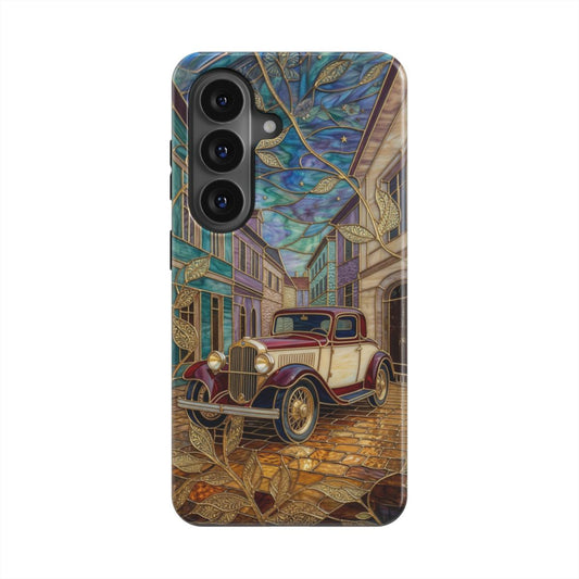 Magnetische Handyhülle Vintage Oldtimer – Lumina Mosaik Edition – Frontansicht auf Samsung Galaxy – Glasmosaik Design