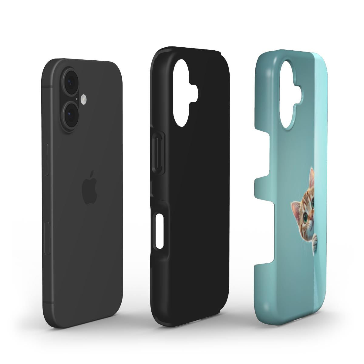 Stoßfeste Handyhülle „Neugierige Katze“ – Dual-Layer Aufbau mit TPU und Polycarbonat-Außenschale