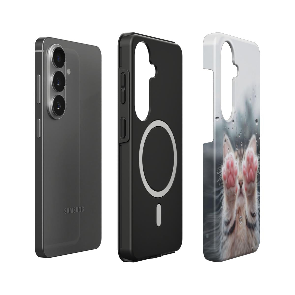 Magnetische Handyhülle „Regenpfötchen“ – Dual-Layer mit integriertem Magnetring für Samsung & Google Pixel