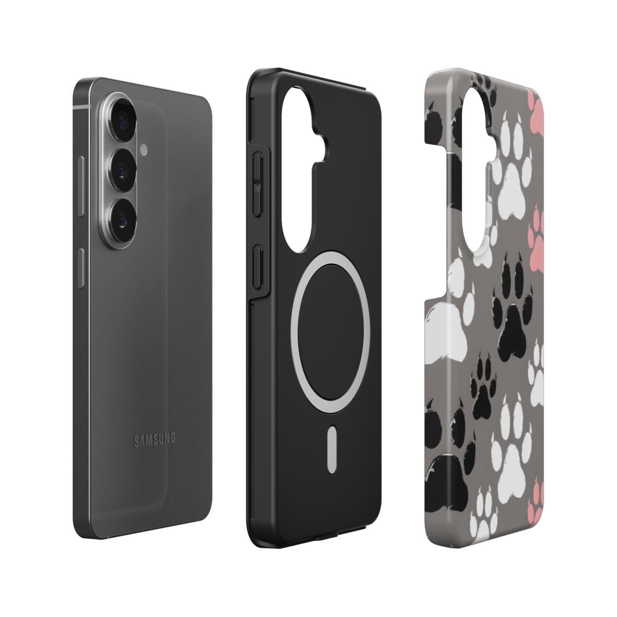 Magnetische Handyhülle „Grunge Pfoten“ – Dual-Layer mit integriertem Magnetring für Samsung & Google Pixel