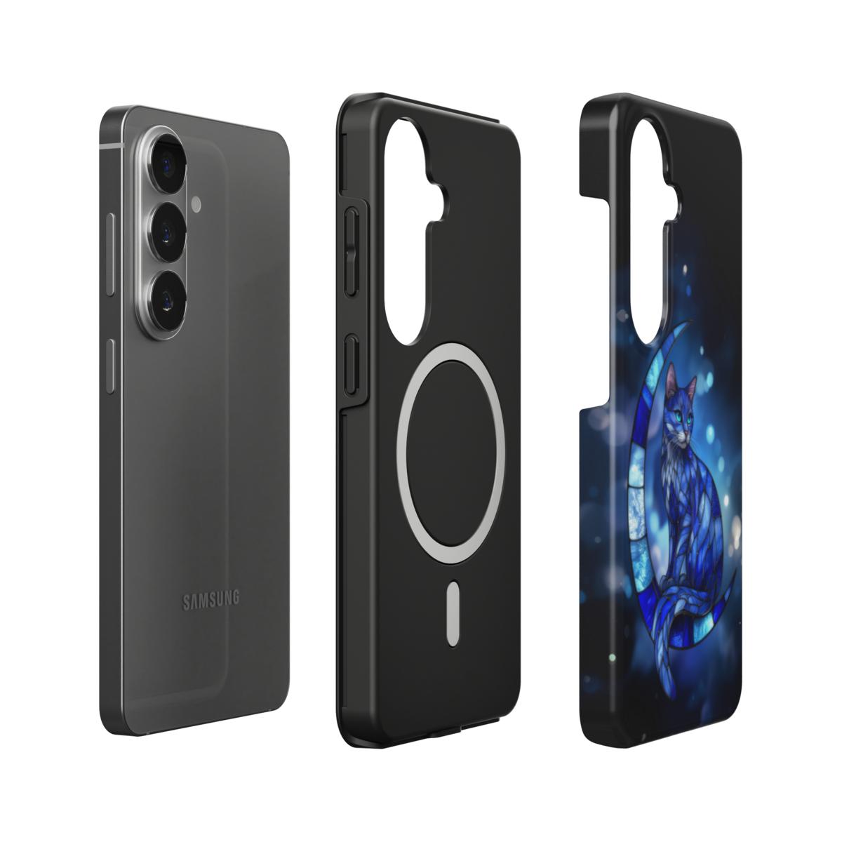 Magnetische Handyhülle „Mondkatze“ – Dual-Layer mit integriertem Magnetring für Samsung & Google Pixel