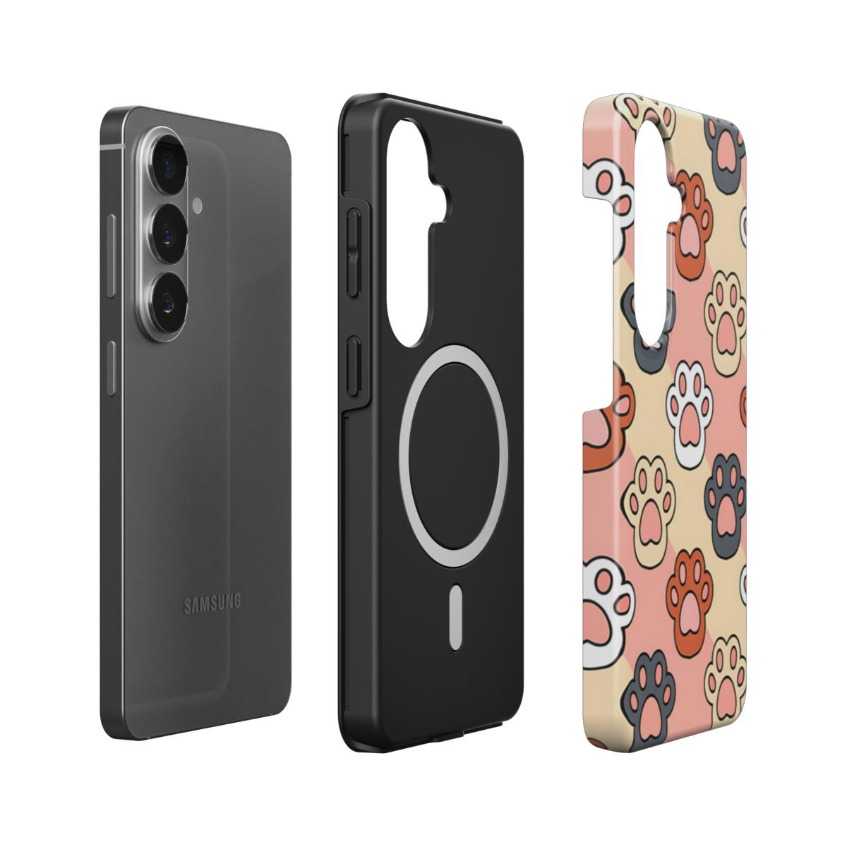 Magnetische Handyhülle „Bunte Pfoten“ – Dual-Layer Aufbau mit integriertem Magnetring für Samsung & Google Pixel