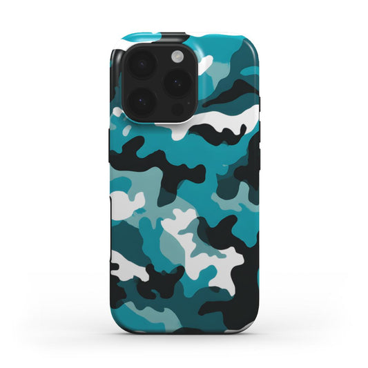 Camouflage Aqua Blue MagSafe Tough Handyhülle Rückseite