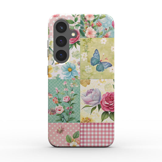 Florales Patchwork Design mit Schmetterling
