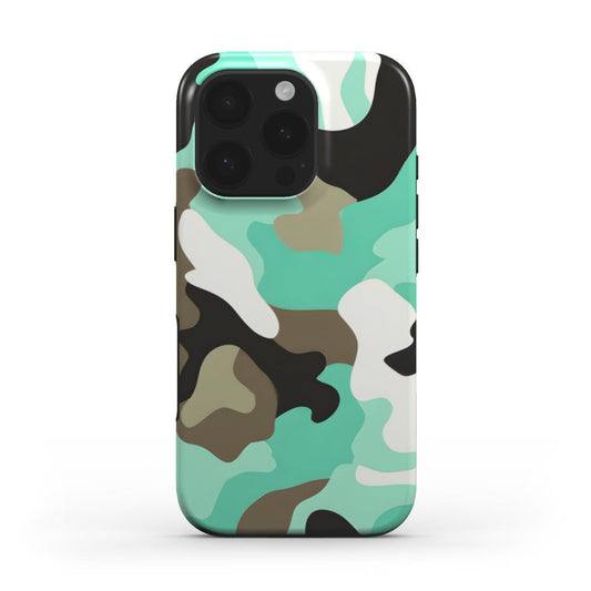 Camouflage Mint Teal MagSafe Tough Handyhülle Rückseite