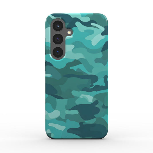 Camouflage Teal Blue Stoßfeste Handyhülle Rückseite