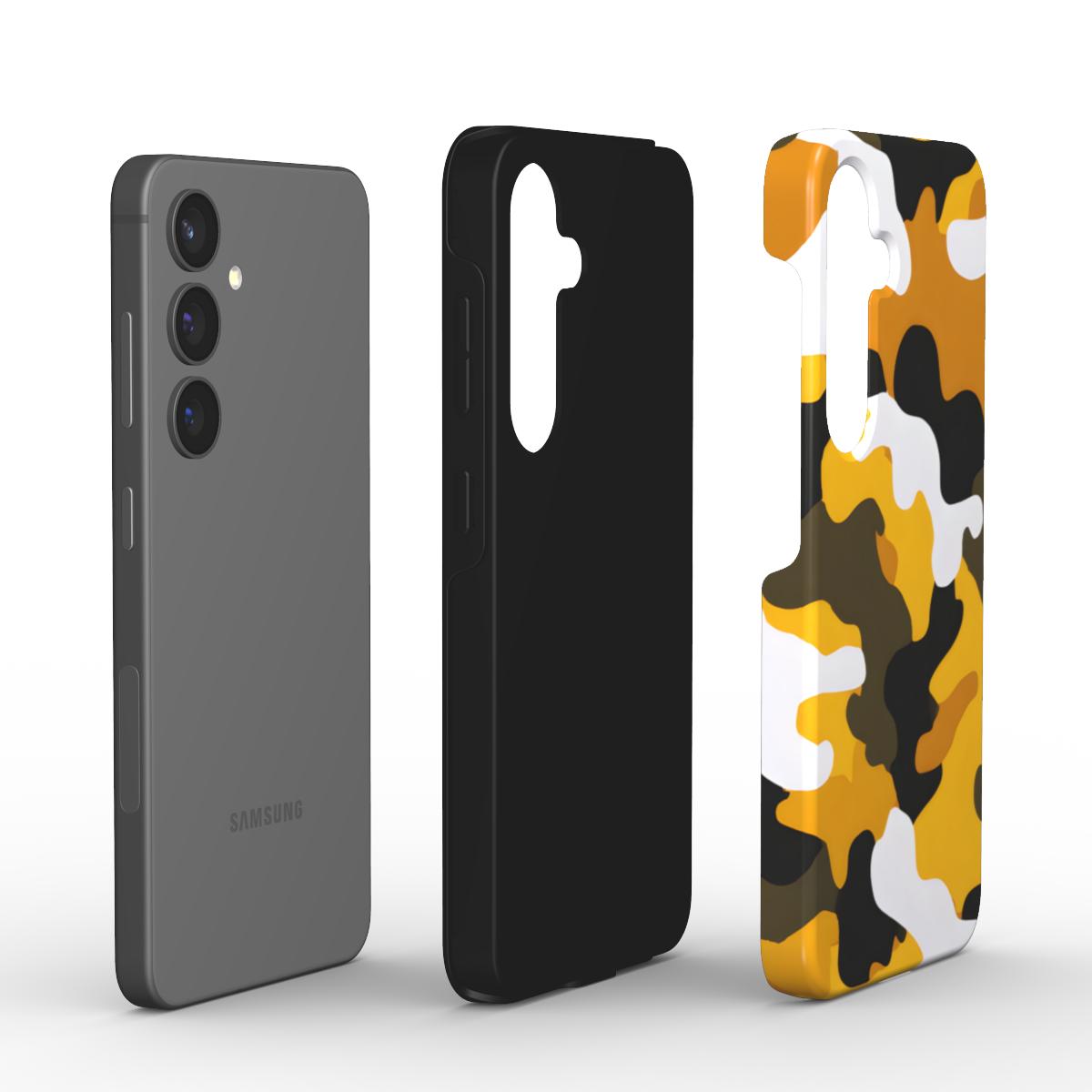 Camouflage Yellow Black Tough Case – Explosionsansicht mit Schichten