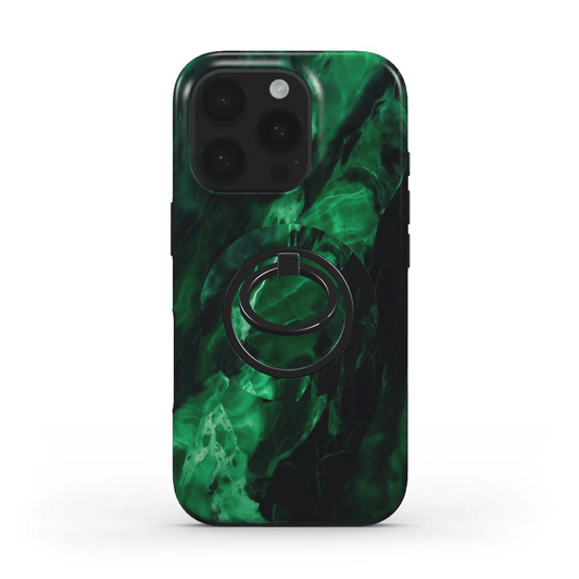Ringhalter kombiniert mit passender Hülle Tiefgrün Marmor