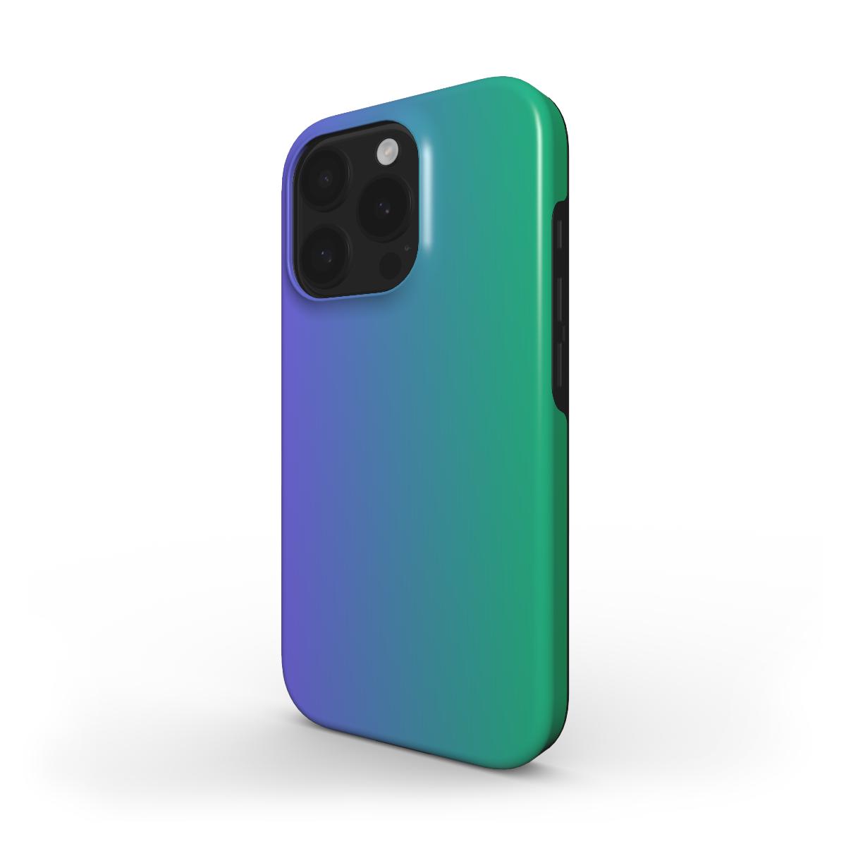 MagSafe Handyhuelle im Gruen-Blau-Gradient Design, Seitenansicht