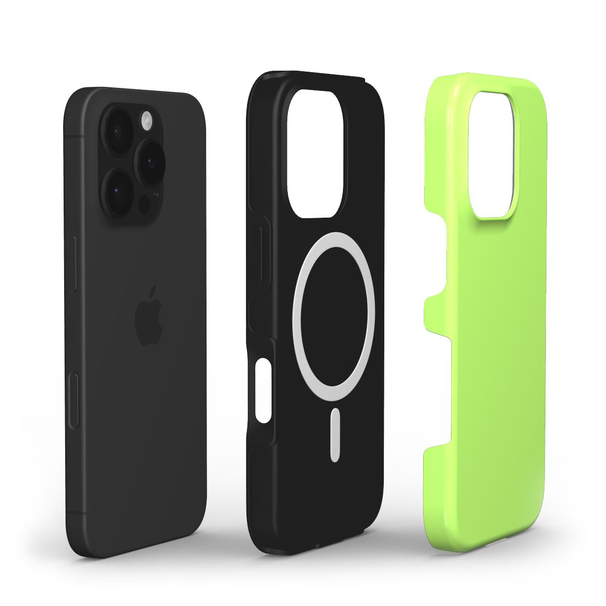 MagSafe Handyhuelle Limette – Innenansicht mit Magnetring und Dual-Layer Aufbau