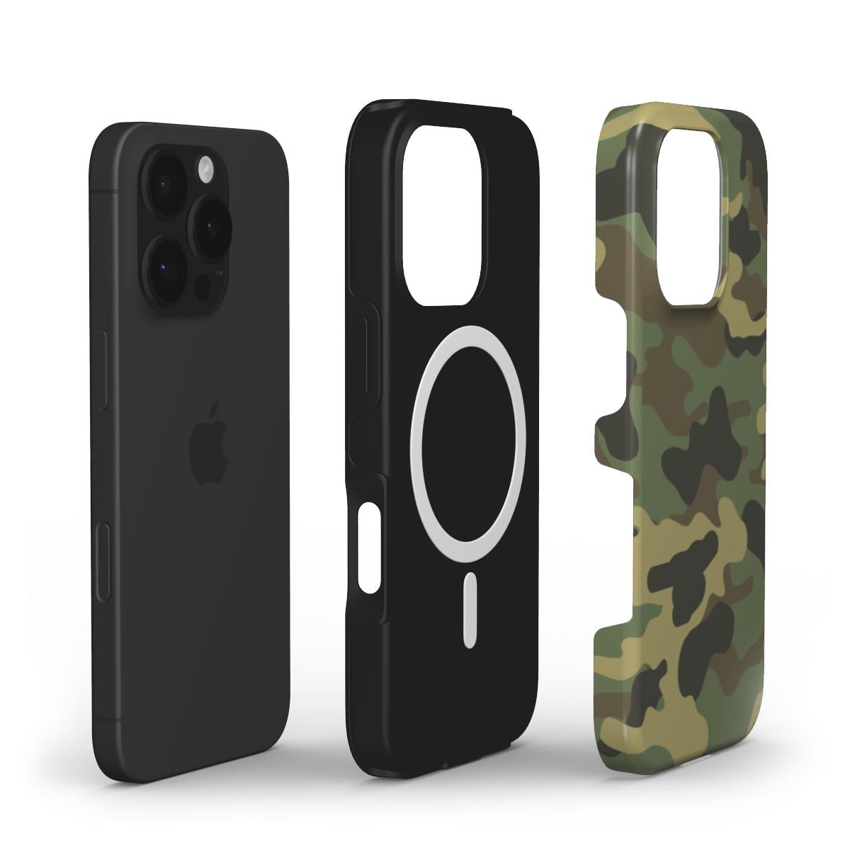Camouflage Army Green MagSafe Tough Handyhülle mit Dual-Layer-Design und Magnetring